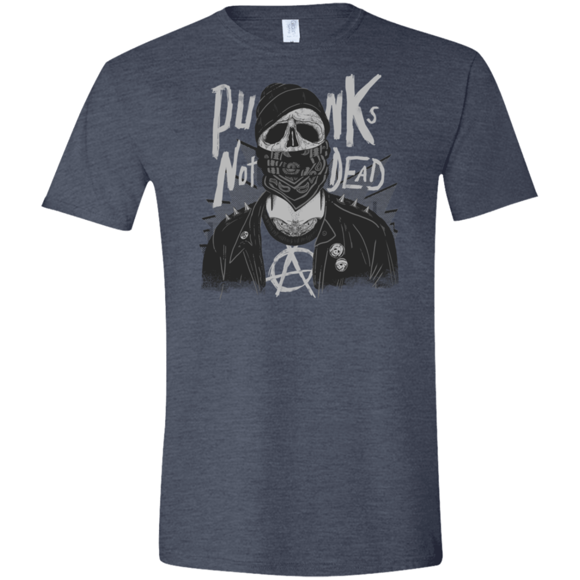 T-Shirts Heather Navy / S PUNK SKULL Men's Semi-Fitted Softstyle