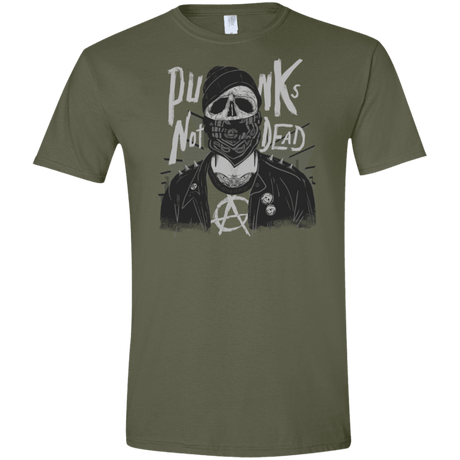 T-Shirts Military Green / S PUNK SKULL Men's Semi-Fitted Softstyle