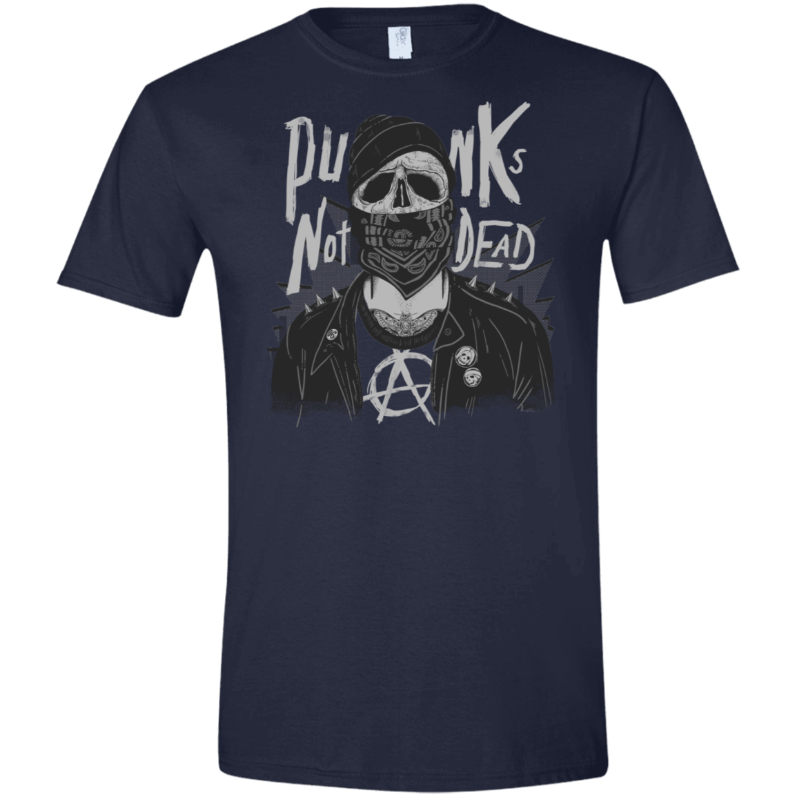 T-Shirts Navy / X-Small PUNK SKULL Men's Semi-Fitted Softstyle