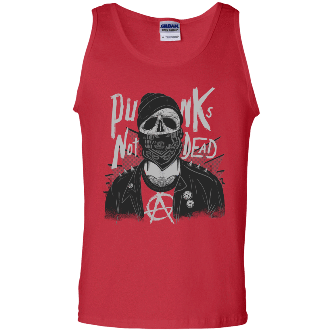 T-Shirts Red / S PUNK SKULL Men's Tank Top