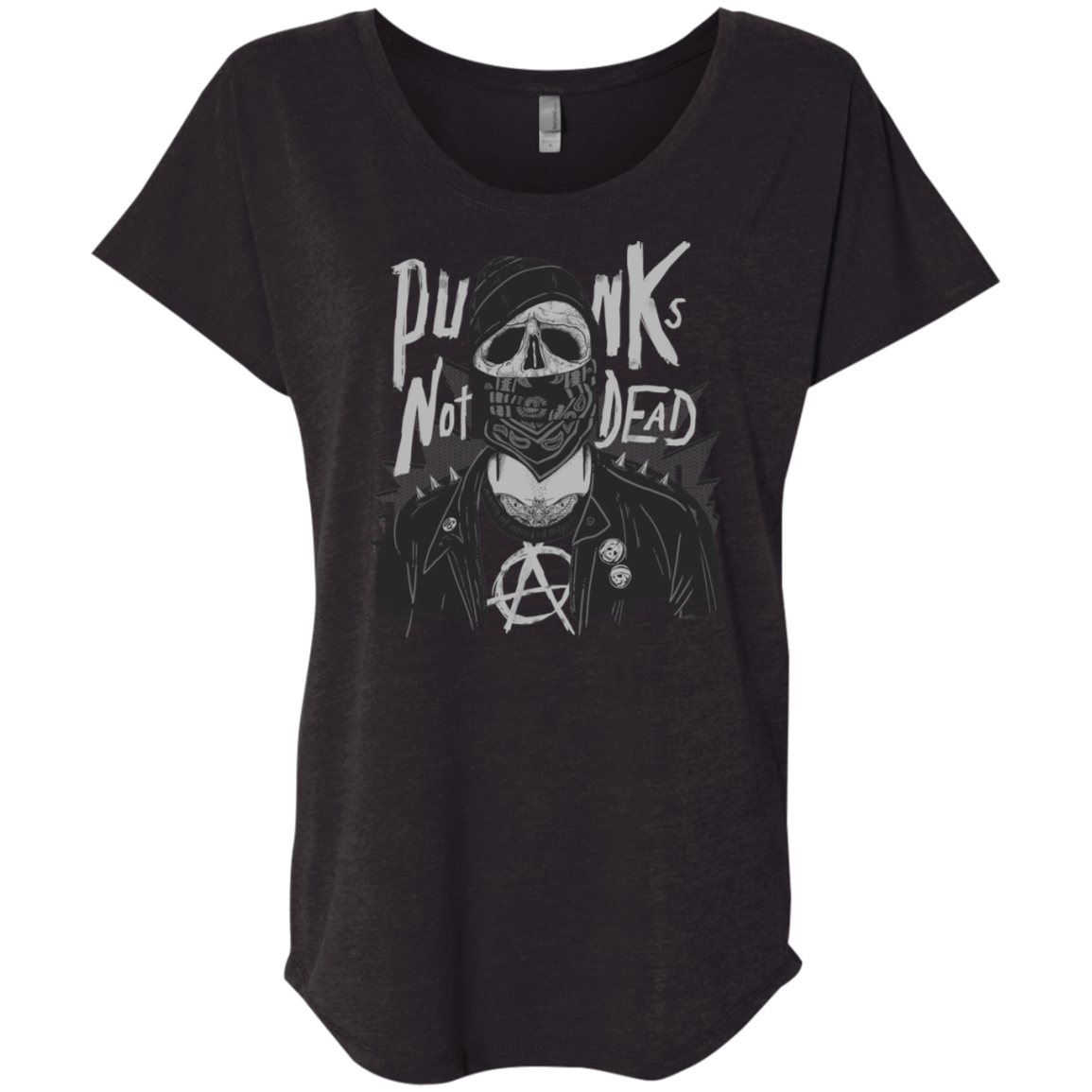 T-Shirts Vintage Black / X-Small PUNK SKULL Triblend Dolman Sleeve