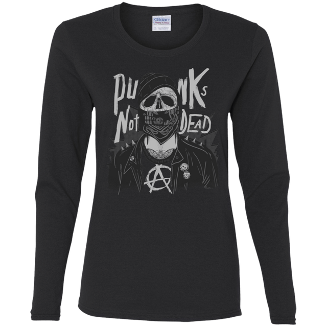 T-Shirts Black / S PUNK SKULL Women's Long Sleeve T-Shirt