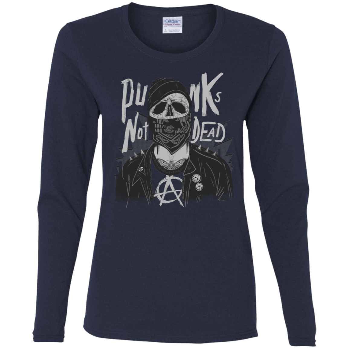 T-Shirts Navy / S PUNK SKULL Women's Long Sleeve T-Shirt