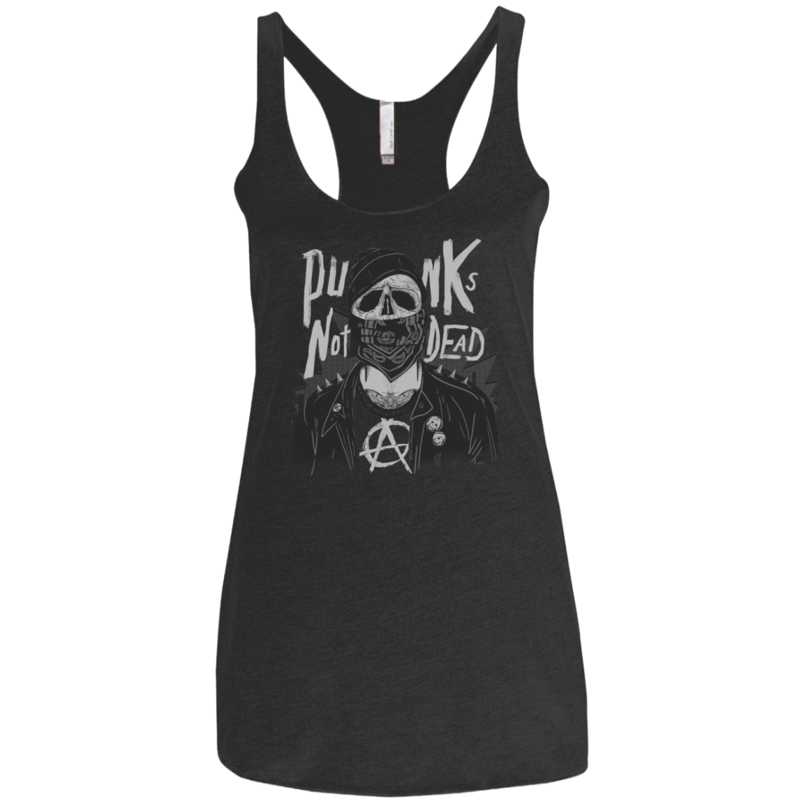 T-Shirts Vintage Black / X-Small PUNK SKULL Women's Triblend Racerback Tank