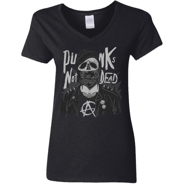 T-Shirts Black / S PUNK SKULL Women's V-Neck T-Shirt