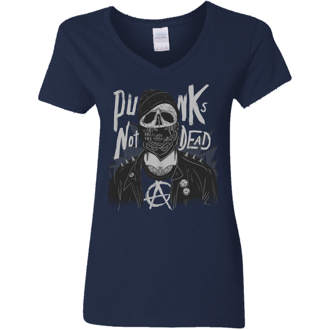 T-Shirts Navy / S PUNK SKULL Women's V-Neck T-Shirt