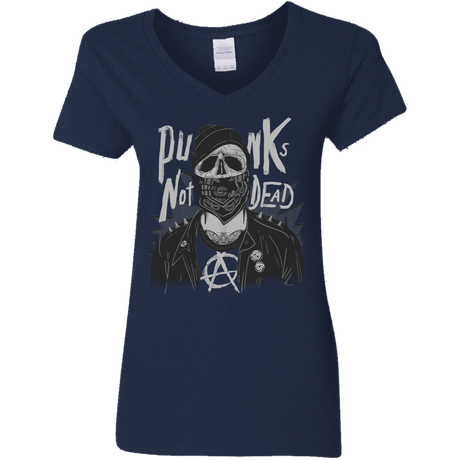 T-Shirts Navy / S PUNK SKULL Women's V-Neck T-Shirt