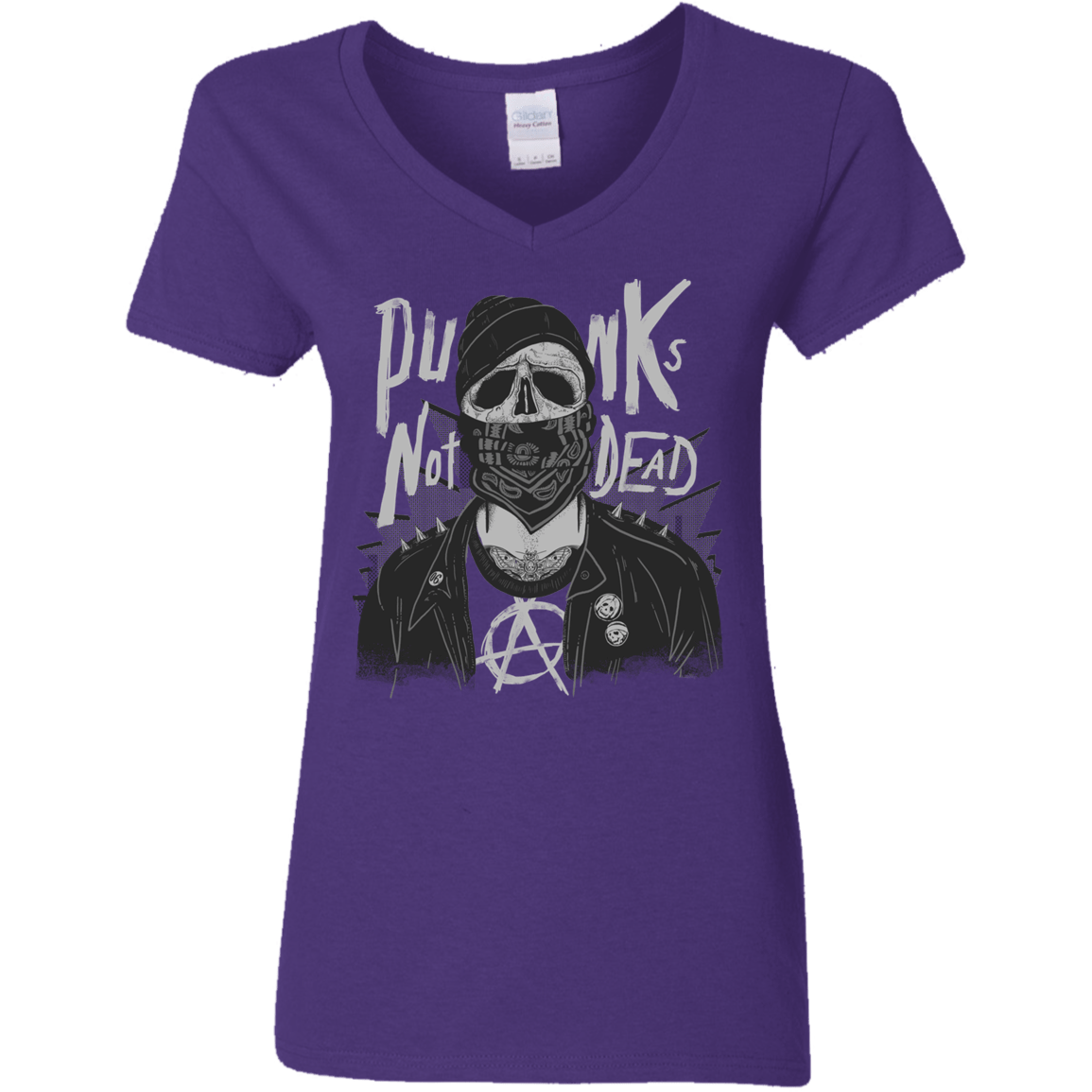 T-Shirts Purple / S PUNK SKULL Women's V-Neck T-Shirt