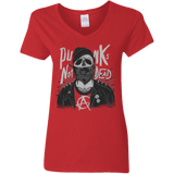 T-Shirts Red / S PUNK SKULL Women's V-Neck T-Shirt