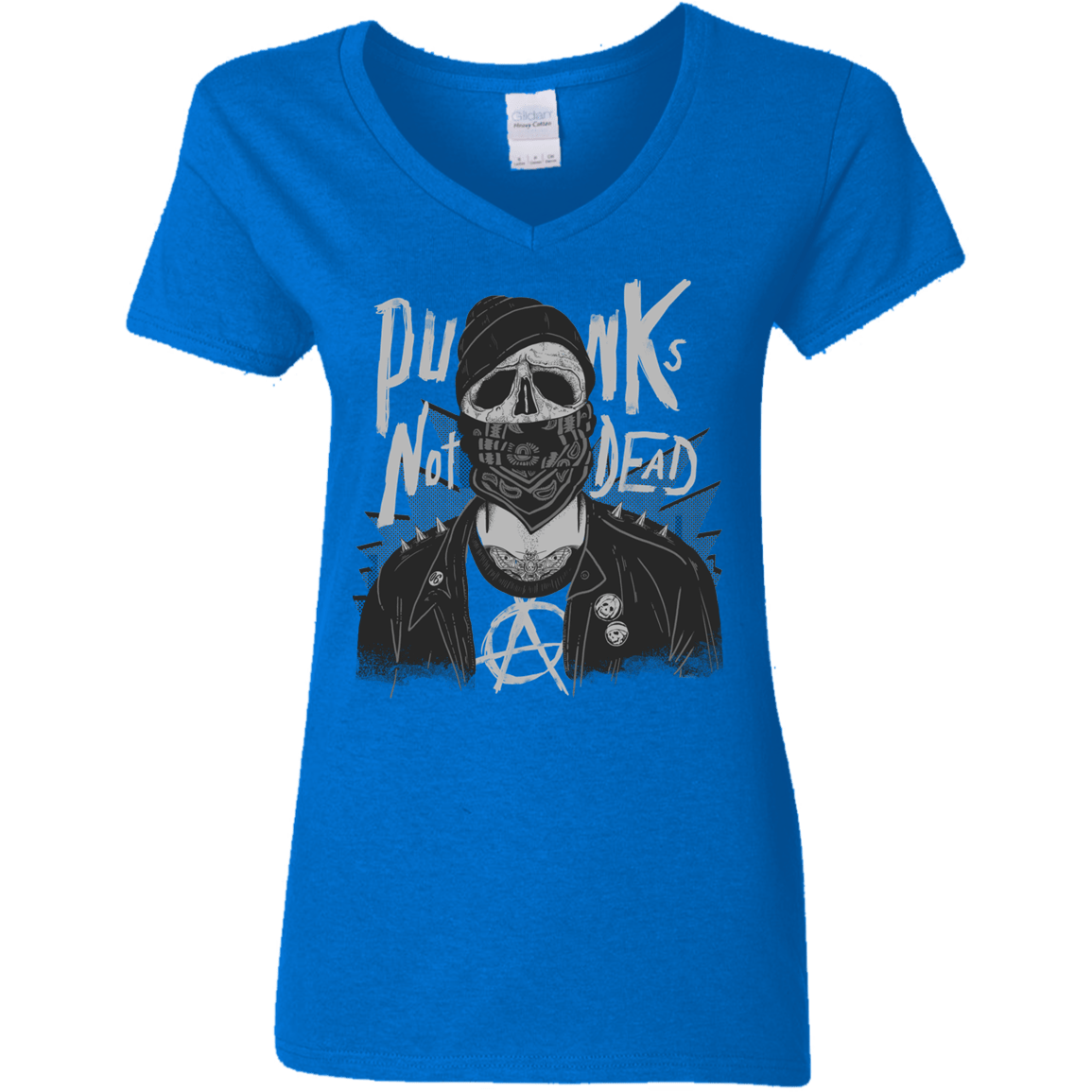 T-Shirts Royal / S PUNK SKULL Women's V-Neck T-Shirt