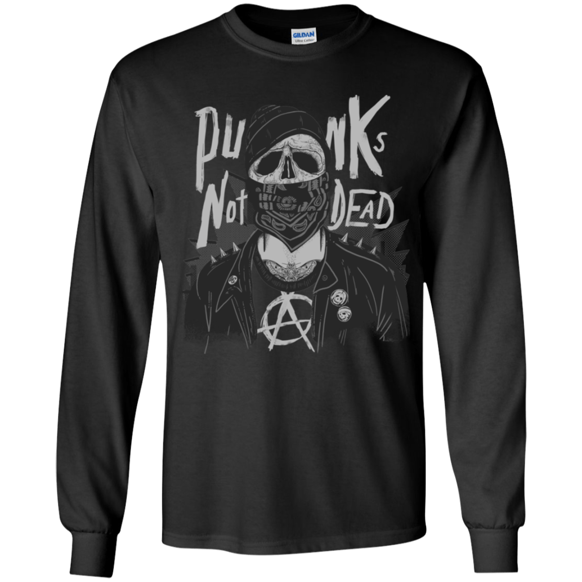 T-Shirts Black / YS PUNK SKULL Youth Long Sleeve T-Shirt