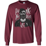 T-Shirts Maroon / YS PUNK SKULL Youth Long Sleeve T-Shirt