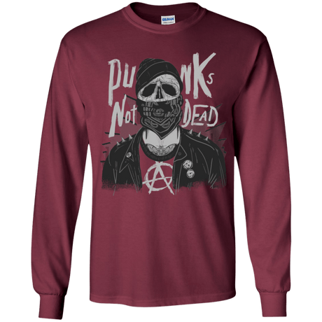 T-Shirts Maroon / YS PUNK SKULL Youth Long Sleeve T-Shirt