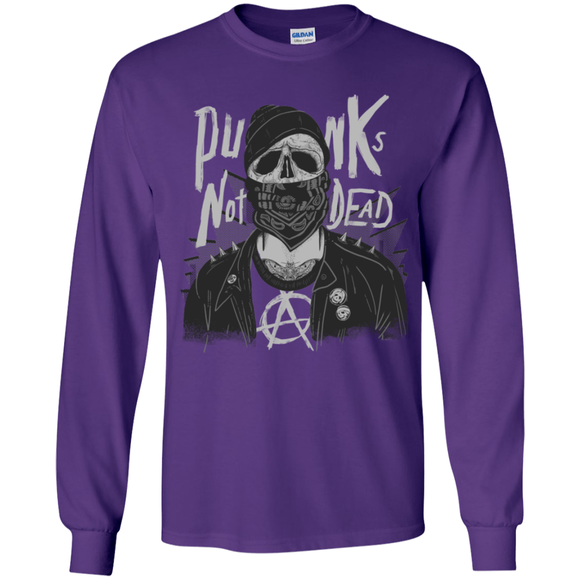 T-Shirts Purple / YS PUNK SKULL Youth Long Sleeve T-Shirt