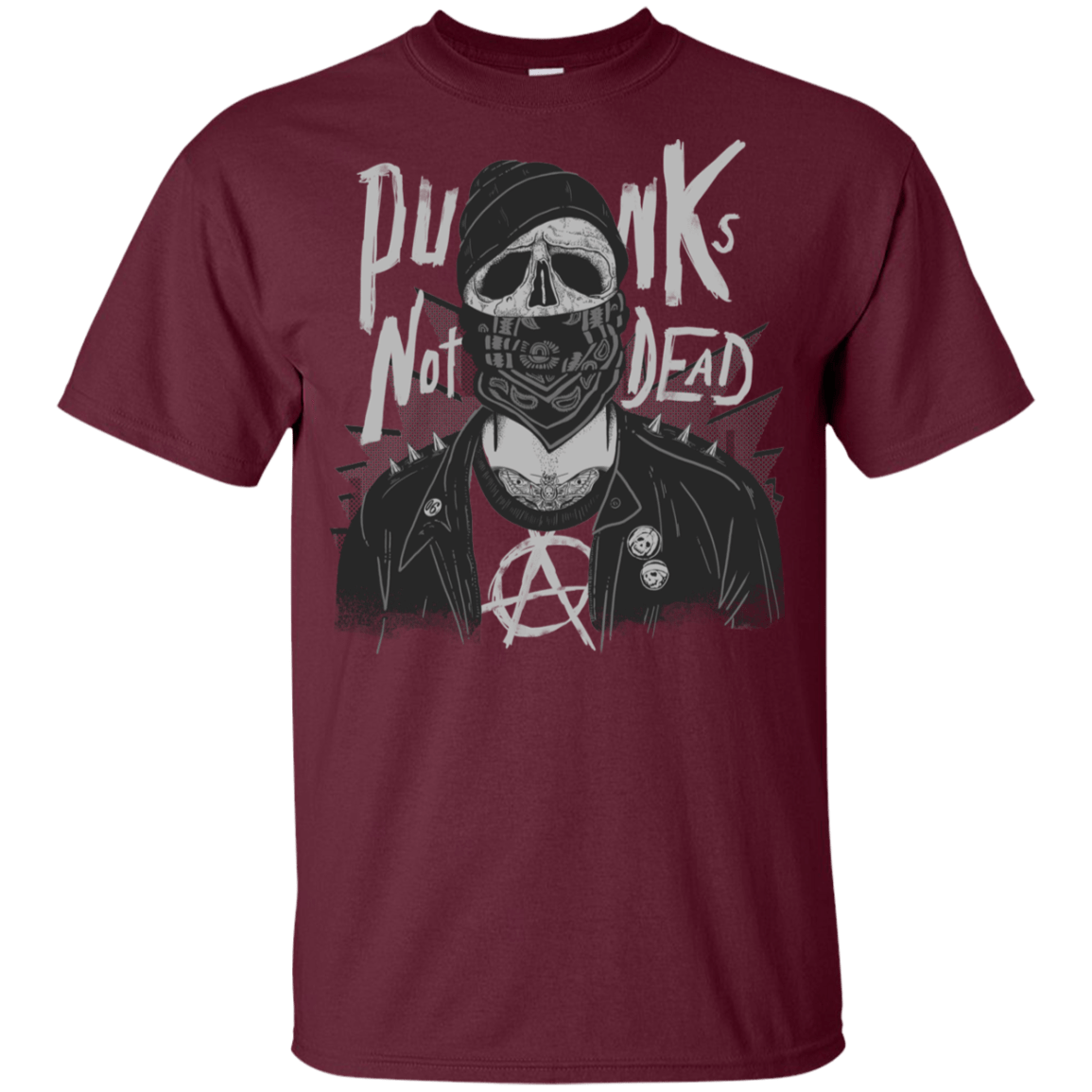 T-Shirts Maroon / YXS PUNK SKULL Youth T-Shirt