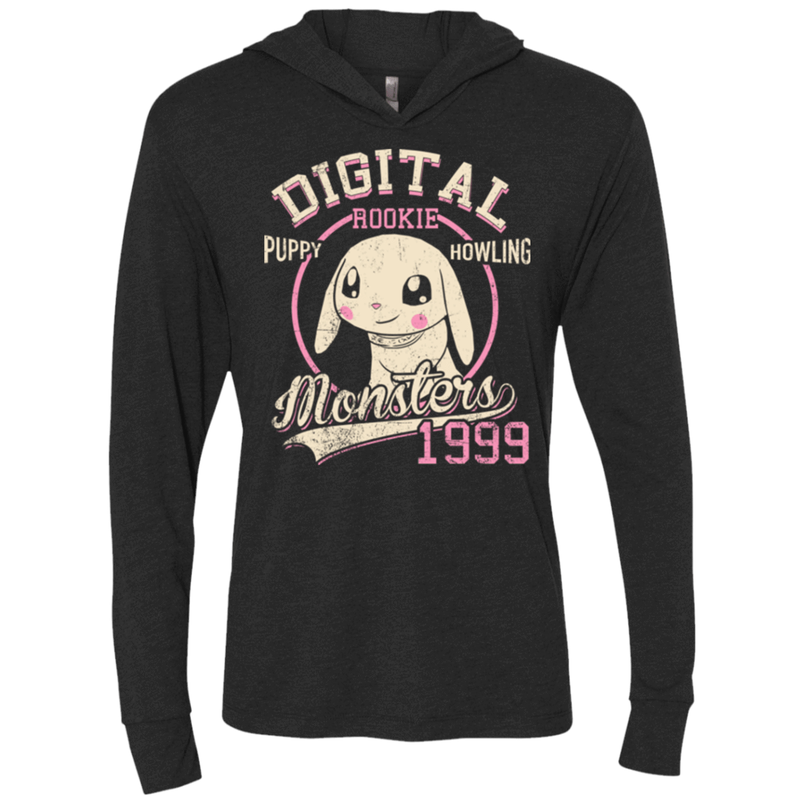 T-Shirts Vintage Black / X-Small Puppy Howling Triblend Long Sleeve Hoodie Tee