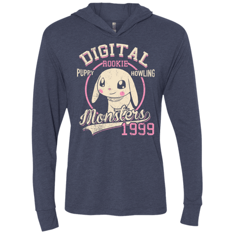 T-Shirts Vintage Navy / X-Small Puppy Howling Triblend Long Sleeve Hoodie Tee