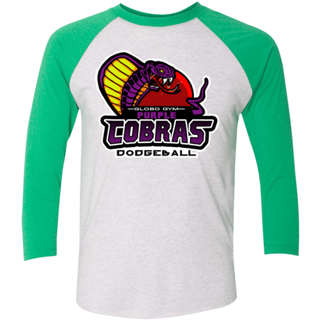 T-Shirts Heather White/Envy / X-Small Purple Cobras Triblend 3/4 Sleeve