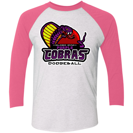 T-Shirts Heather White/Vintage Pink / X-Small Purple Cobras Triblend 3/4 Sleeve