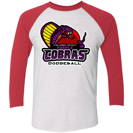 T-Shirts Heather White/Vintage Red / X-Small Purple Cobras Triblend 3/4 Sleeve