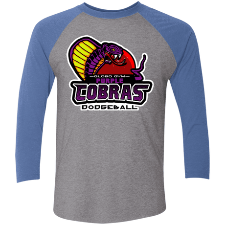 T-Shirts Premium Heather/Vintage Royal / X-Small Purple Cobras Triblend 3/4 Sleeve