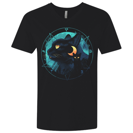 T-Shirts Black / X-Small Puss the Evil Cat Men's Premium V-Neck