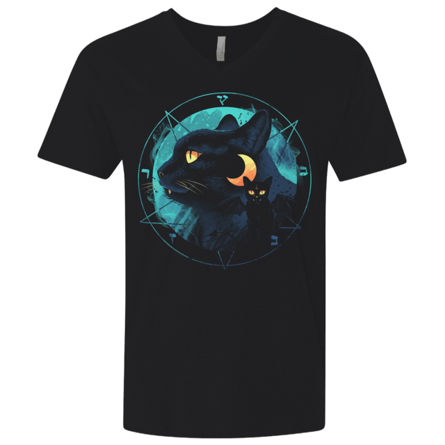 T-Shirts Black / X-Small Puss the Evil Cat Men's Premium V-Neck