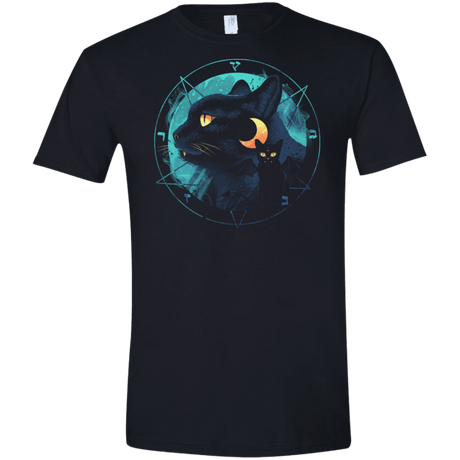 T-Shirts Black / X-Small Puss the Evil Cat Men's Semi-Fitted Softstyle