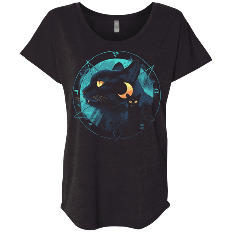 T-Shirts Vintage Black / X-Small Puss the Evil Cat Triblend Dolman Sleeve