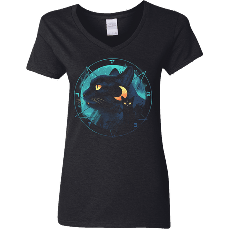 T-Shirts Black / S Puss the Evil Cat Women's V-Neck T-Shirt