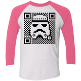 T-Shirts Heather White/Vintage Pink / X-Small QR trooper Men's Triblend 3/4 Sleeve