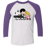 T-Shirts Heather White/Purple Rush / X-Small Queenuts Men's Triblend 3/4 Sleeve