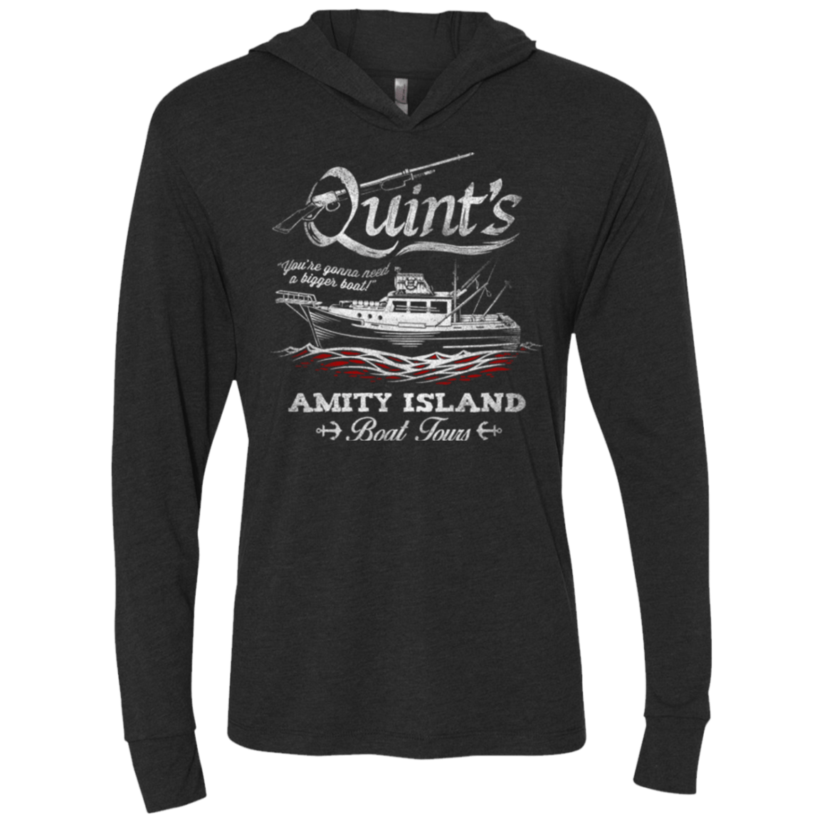 T-Shirts Vintage Black / X-Small Quints Boat Tours Triblend Long Sleeve Hoodie Tee