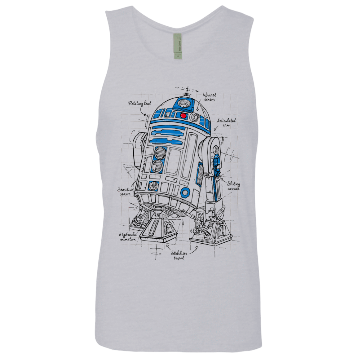 T-Shirts Heather Grey / S R2D2 Plan Men's Premium Tank Top