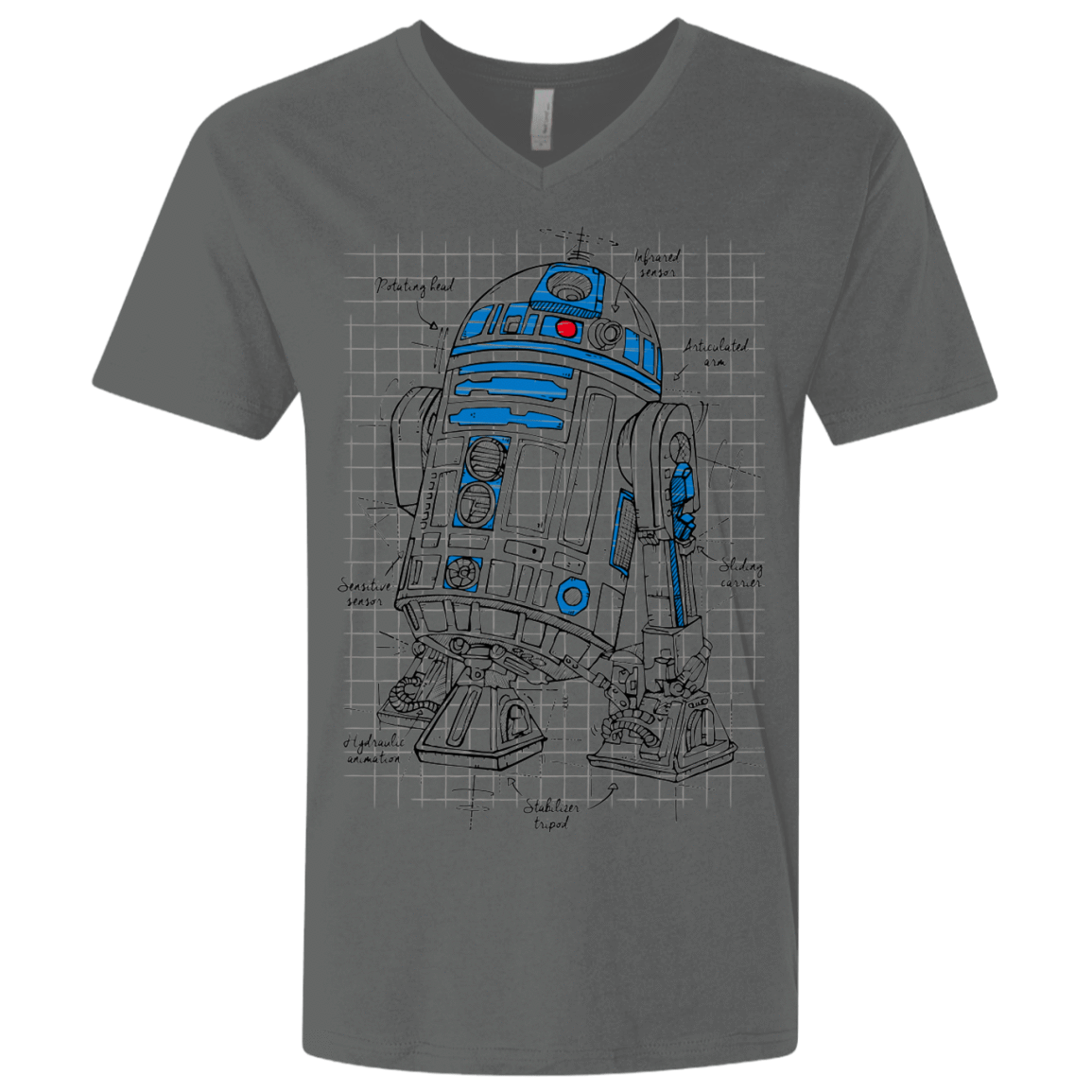 T-Shirts Heavy Metal / X-Small R2D2 Plan Men's Premium V-Neck