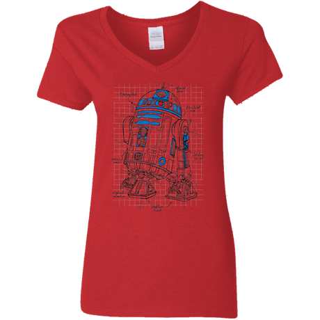 T-Shirts Red / S R2D2 Plan Women's V-Neck T-Shirt