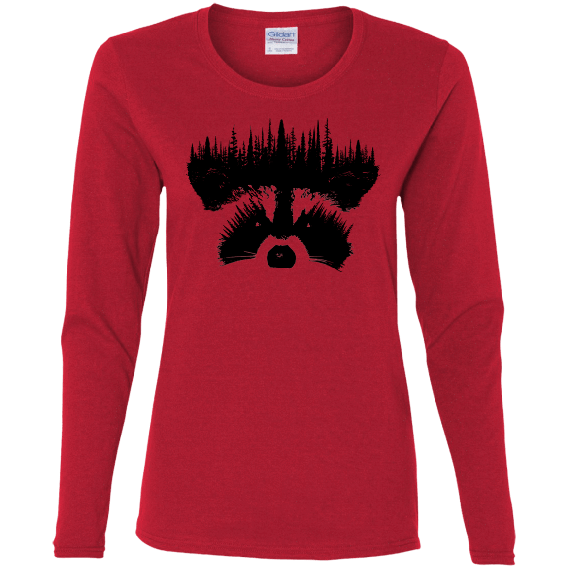 T-Shirts Red / S Raccoon Eyes Women's Long Sleeve T-Shirt