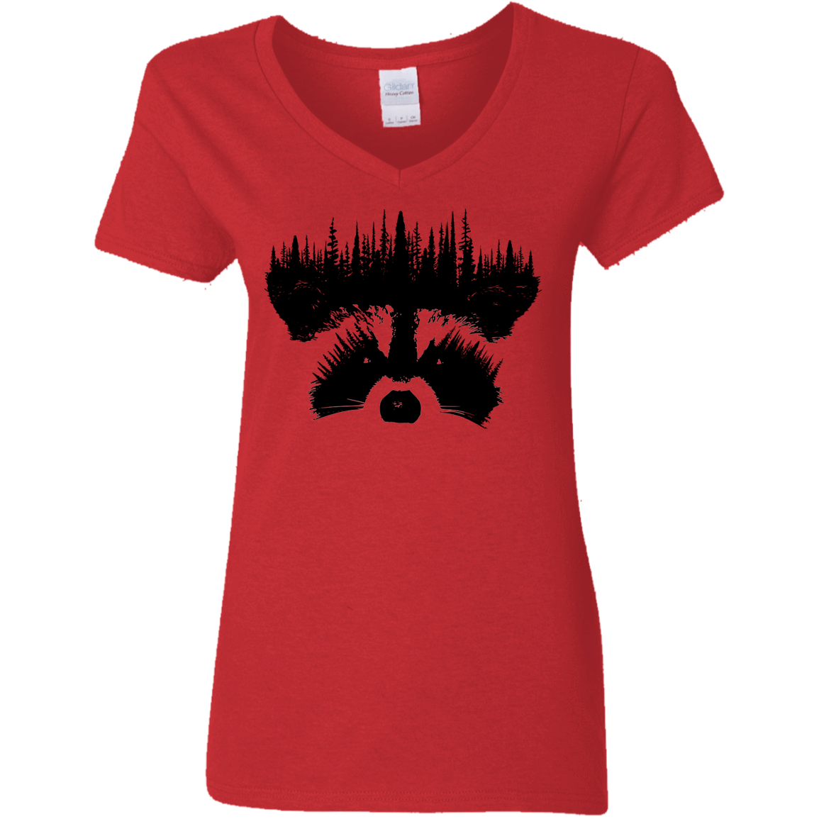 T-Shirts Red / S Raccoon Eyes Women's V-Neck T-Shirt