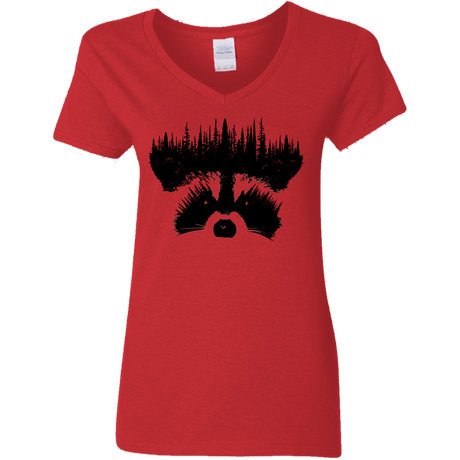 T-Shirts Red / S Raccoon Eyes Women's V-Neck T-Shirt