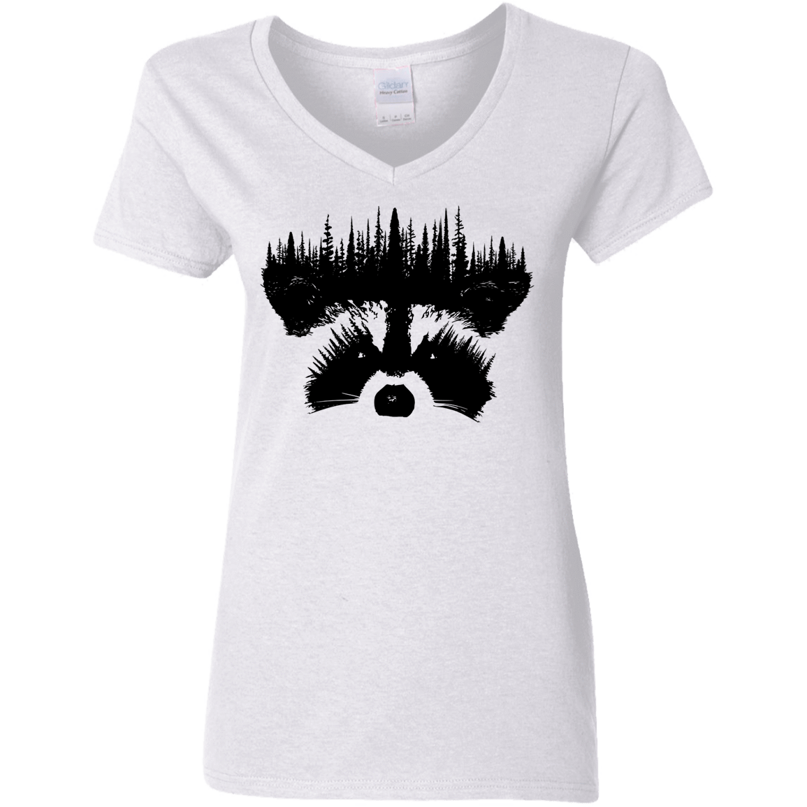 T-Shirts White / S Raccoon Eyes Women's V-Neck T-Shirt