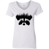 T-Shirts White / S Raccoon Eyes Women's V-Neck T-Shirt