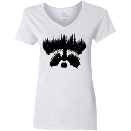 T-Shirts White / S Raccoon Eyes Women's V-Neck T-Shirt