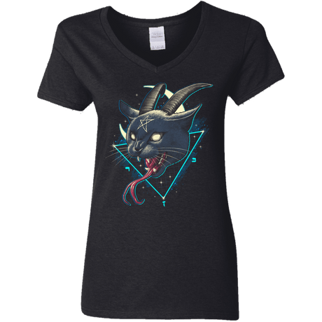 T-Shirts Black / S Rad Devil Cat Women's V-Neck T-Shirt