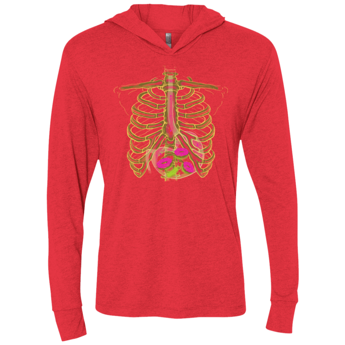 T-Shirts Vintage Red / X-Small Radioactive Donuts Triblend Long Sleeve Hoodie Tee