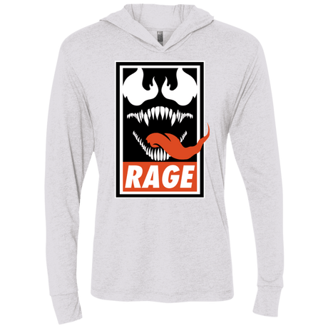 T-Shirts Heather White / X-Small Rage Triblend Long Sleeve Hoodie Tee