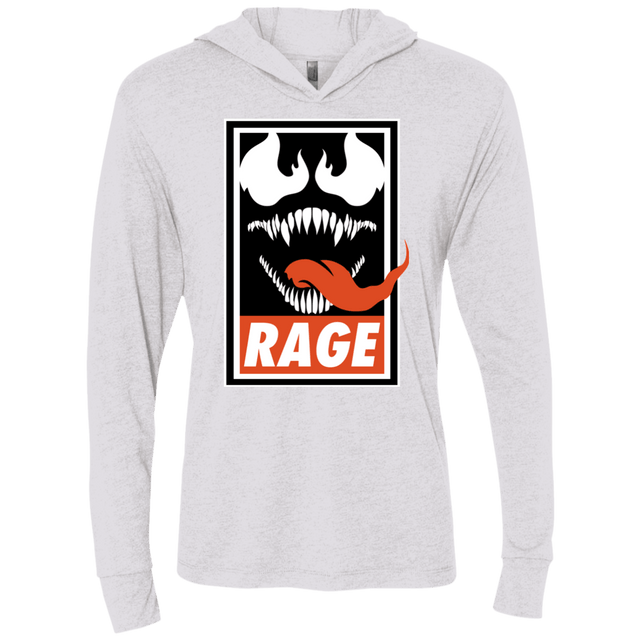 T-Shirts Heather White / X-Small Rage Triblend Long Sleeve Hoodie Tee