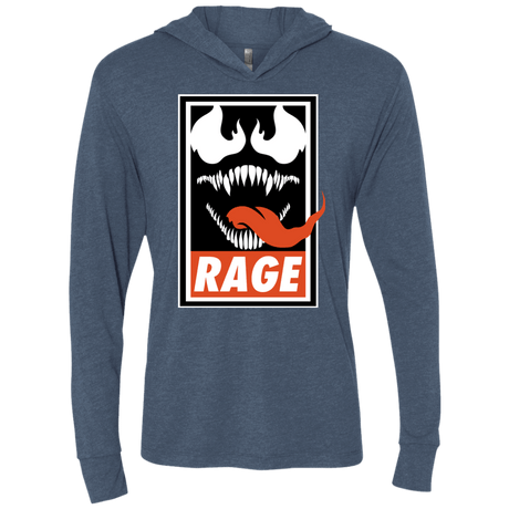 T-Shirts Indigo / X-Small Rage Triblend Long Sleeve Hoodie Tee