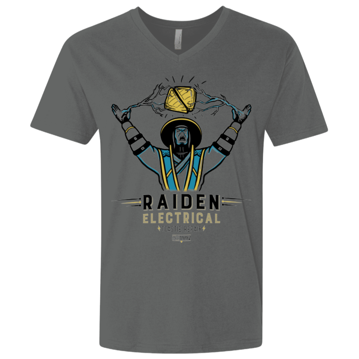 T-Shirts Heavy Metal / X-Small Raiden Electrical Toastie Repair Men's Premium V-Neck