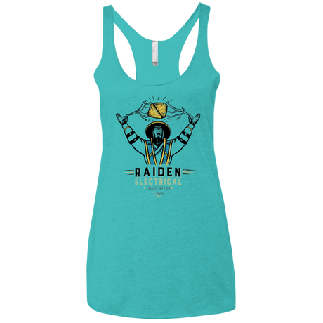 T-Shirts Tahiti Blue / X-Small Raiden Electrical Toastie Repair Women's Triblend Racerback Tank