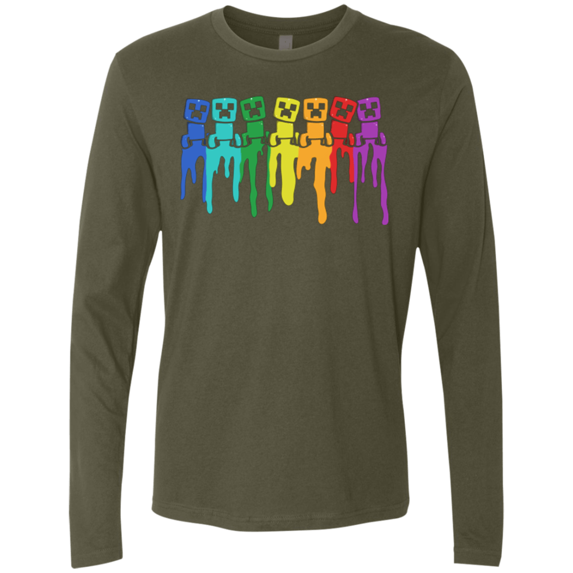 T-Shirts Military Green / Small Rainbow Creeps Men's Premium Long Sleeve